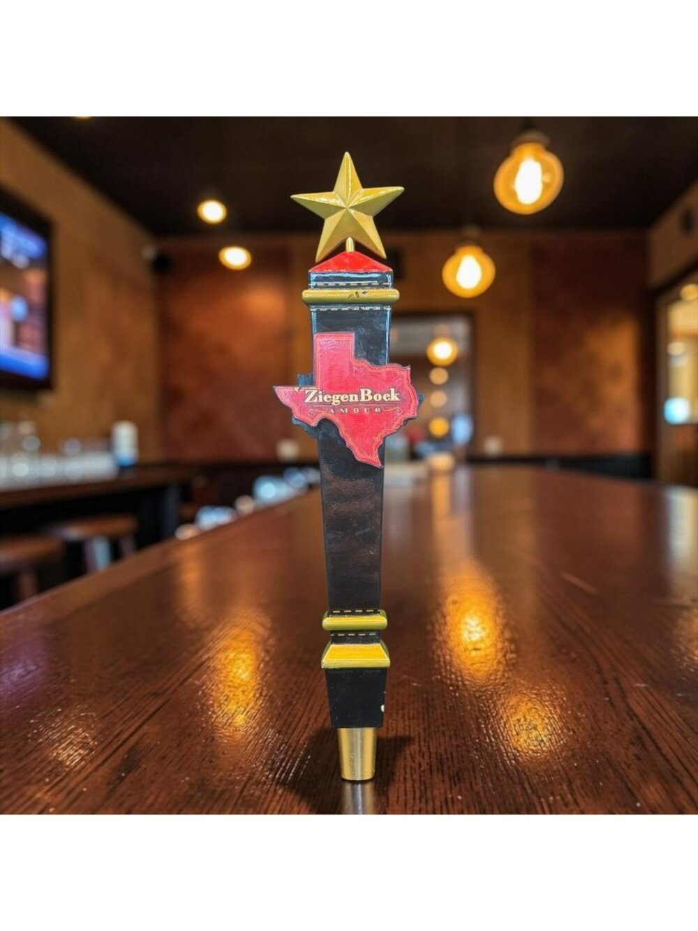 ZiegenBock Amber Texas Star Tap Handle Beer Keg Bar Decor Collectible 12” Tall